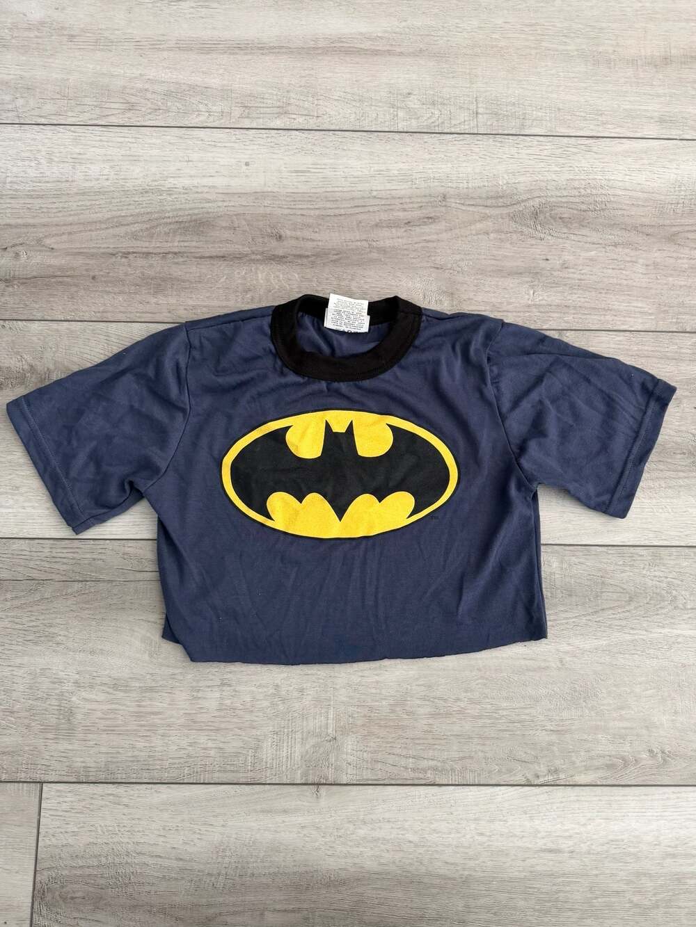 Youth Wormser DC Comics Batman Logo Crop Top T-Shirt Blue XL 12-14